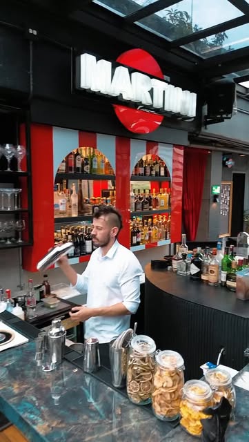 Hunters Instagram reel cover showing a bartender at Martini